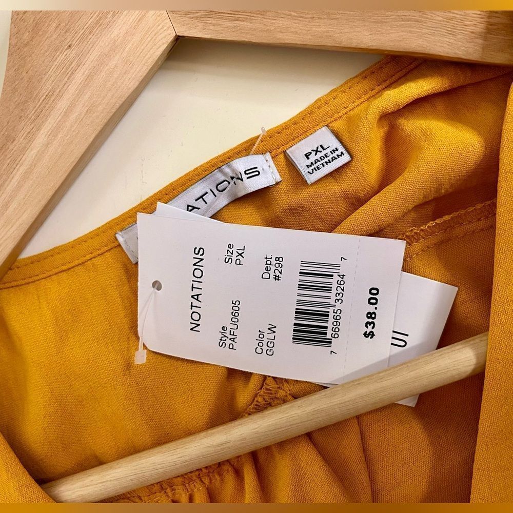 NWT Notations mustard button front sleeveless top… - image 3